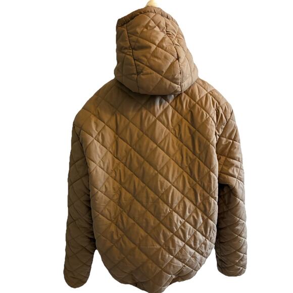 Hard Rock Cafe Bomber Puffer Jacket Men L Snow Coat Retro Ski Tan Brown Hoodie - Picture 2 of 16